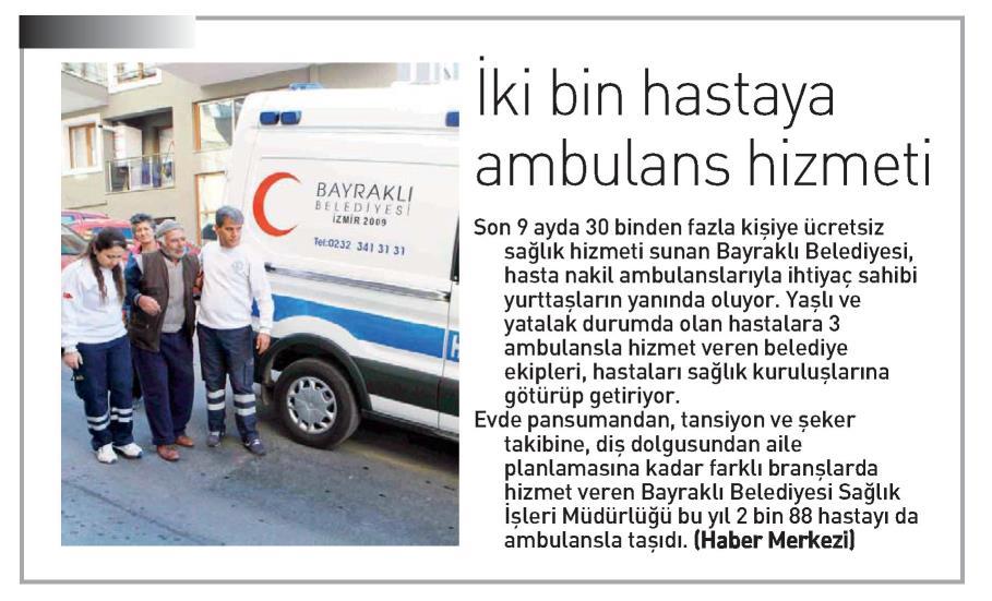 İki bin Hastaya Ambulans Hizmeti (Ege Telgraf)